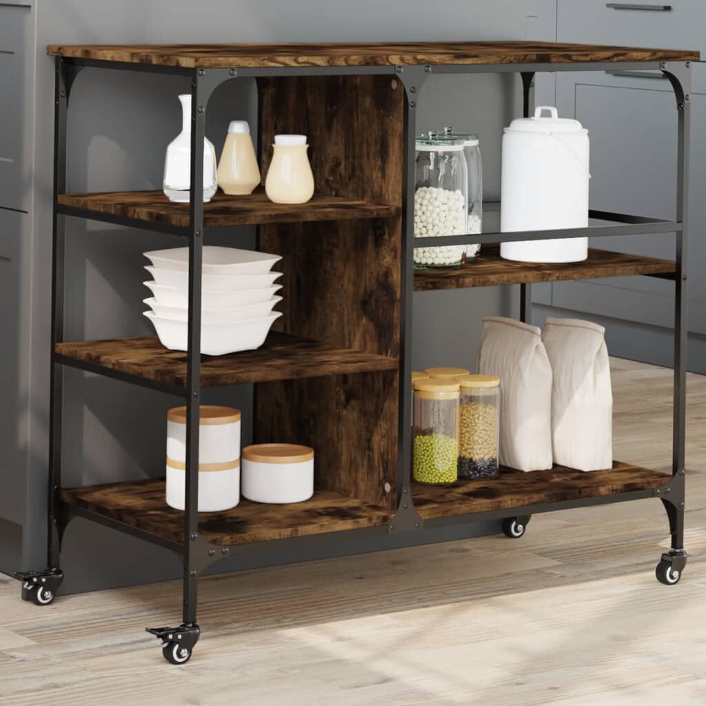 vidaXL Keukenkar Gerookt Eiken 100x45x89,5 cm