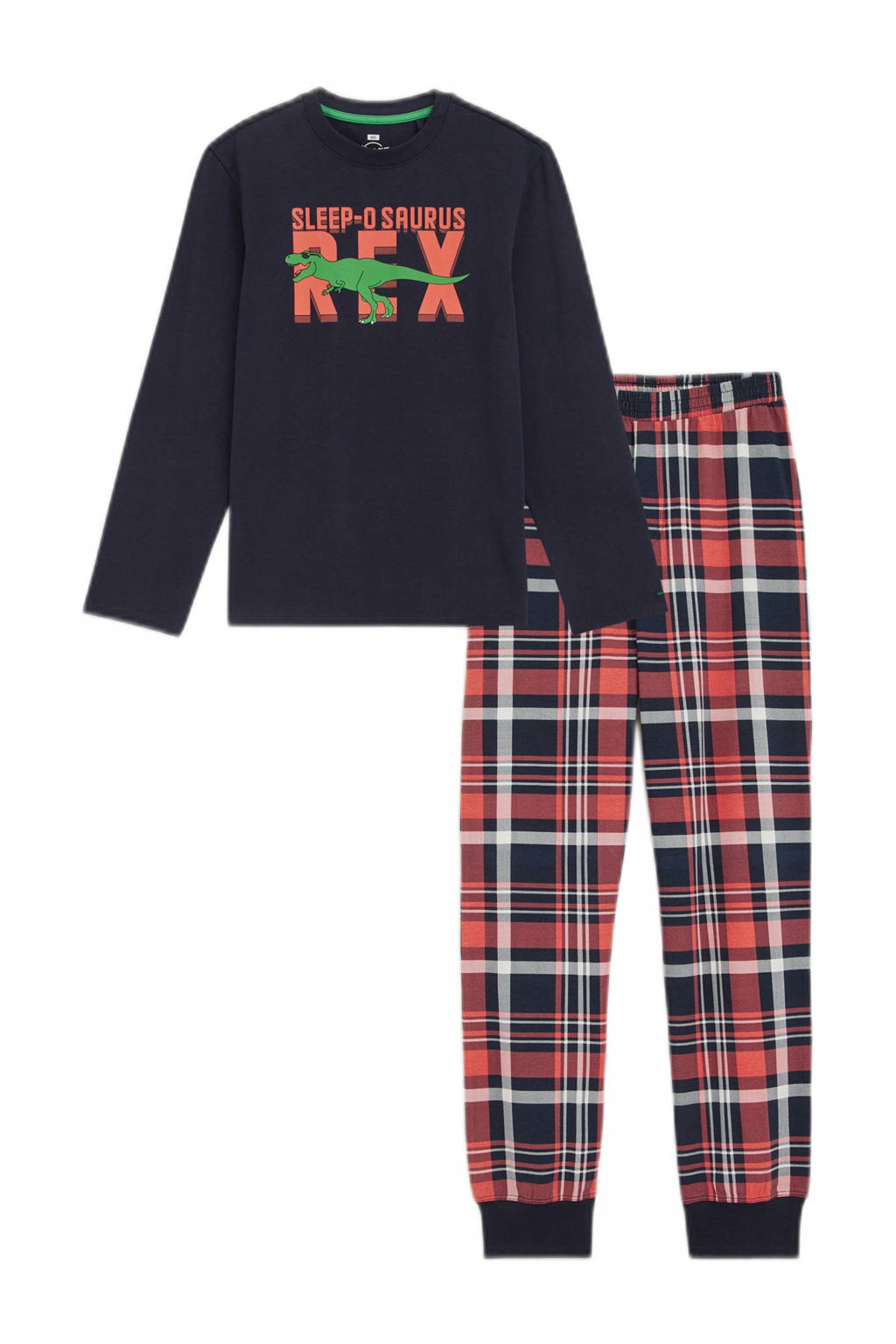 WE Fashion pyjamaset donkerblauw/oranje