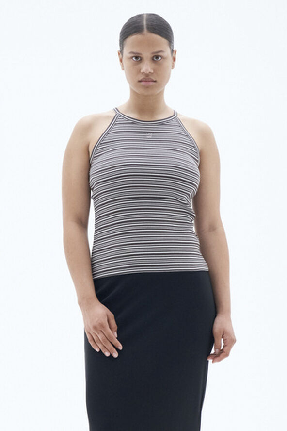 Filippa K Striped Tank Dark oak/w