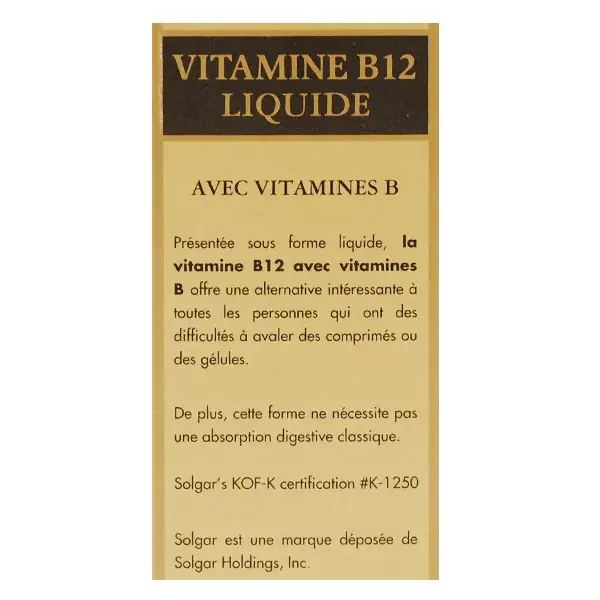Vitamina B12 líquida com vitaminas do complexo B da Solgar, 59 ml