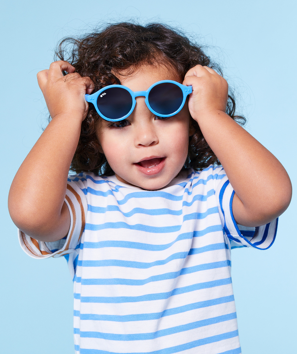 lunettes de soleil rondes bébé garçon bleues