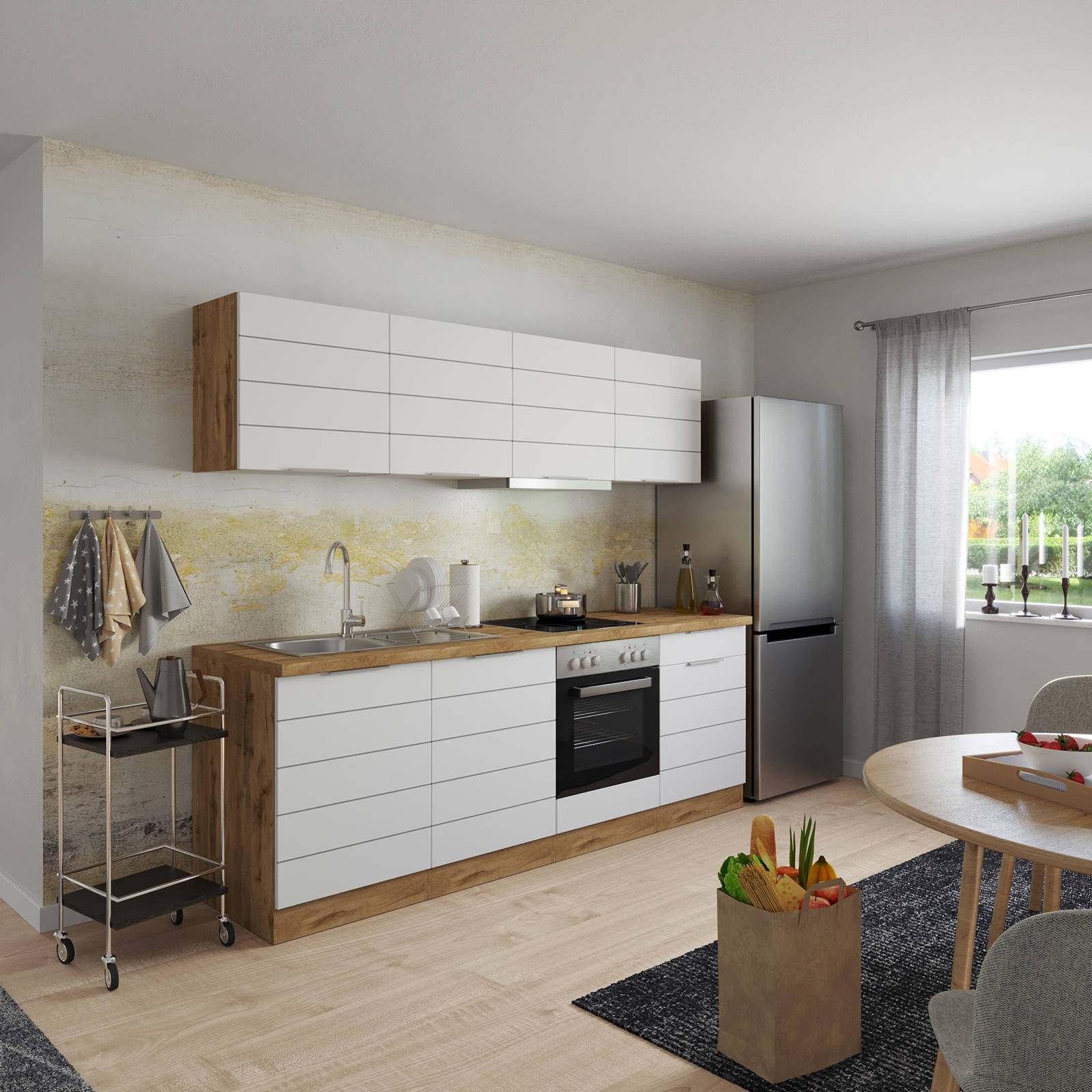Hängeschrank FLORENZ - Wotaneiche-weiß matt - 60 cm