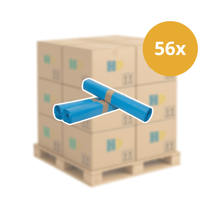 Pallet Vuilnis Afval zakken 70x110cm 500st 120L T25 blauw 500stuks HDPE 56ds op Pallet prijs per doos (6151801126186P)