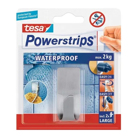 tesa Powerstrips selbstklebender Haken Zoom L Waterproof Metall
