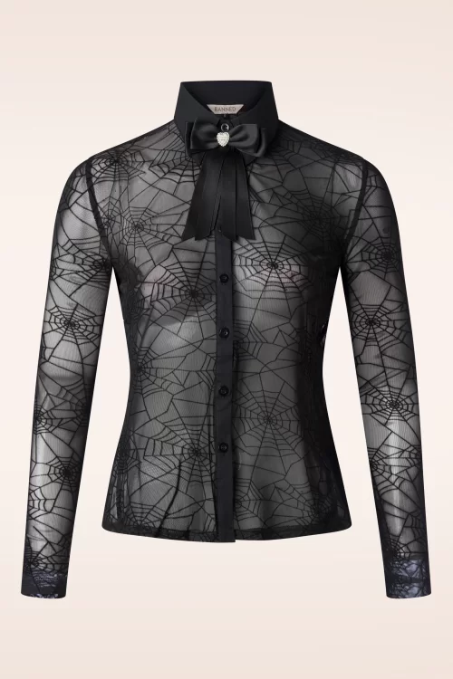 Banned Retro Tangles in Paradise blouse in zwart