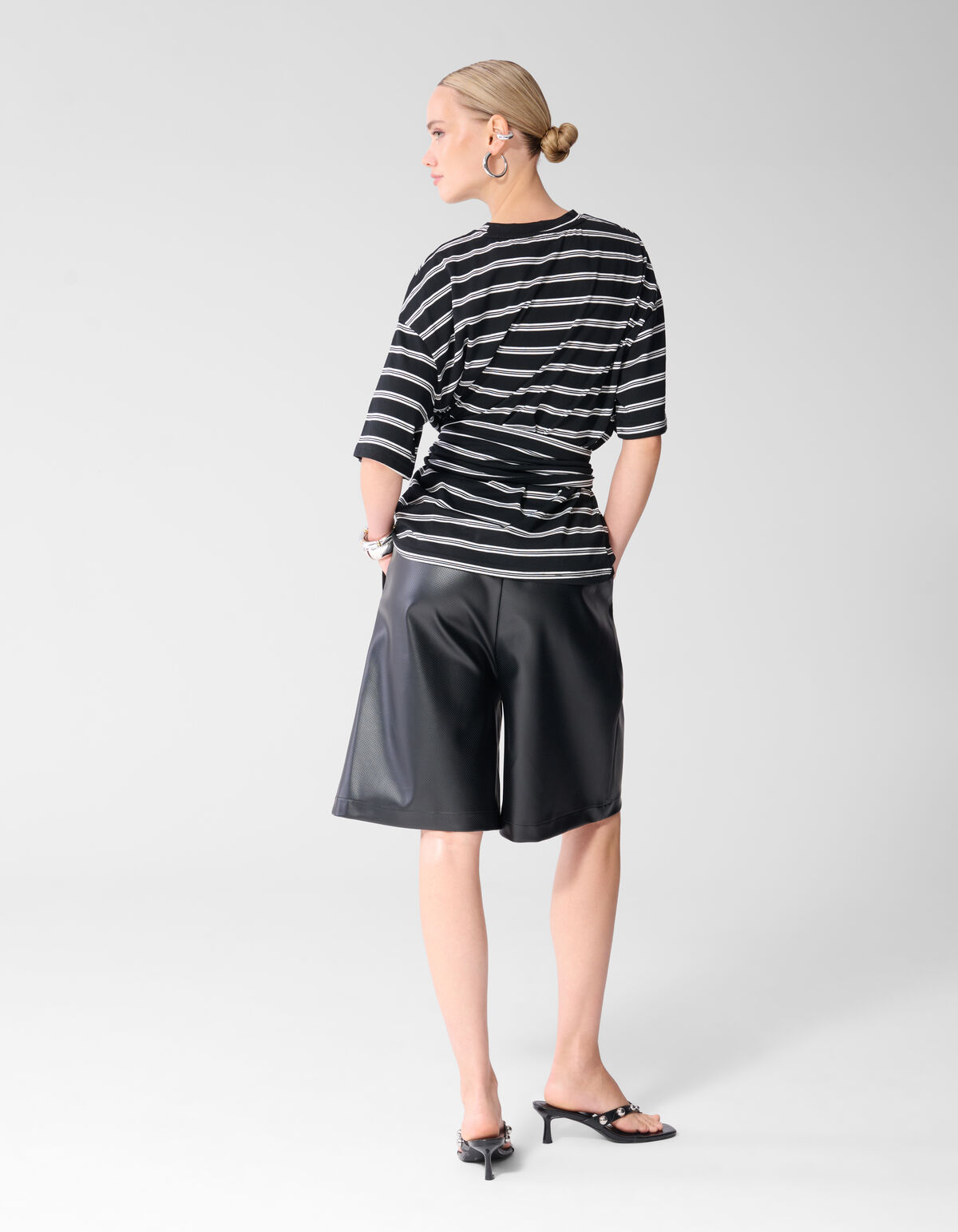 Scarf Striped T-shirt Zwart/Wit