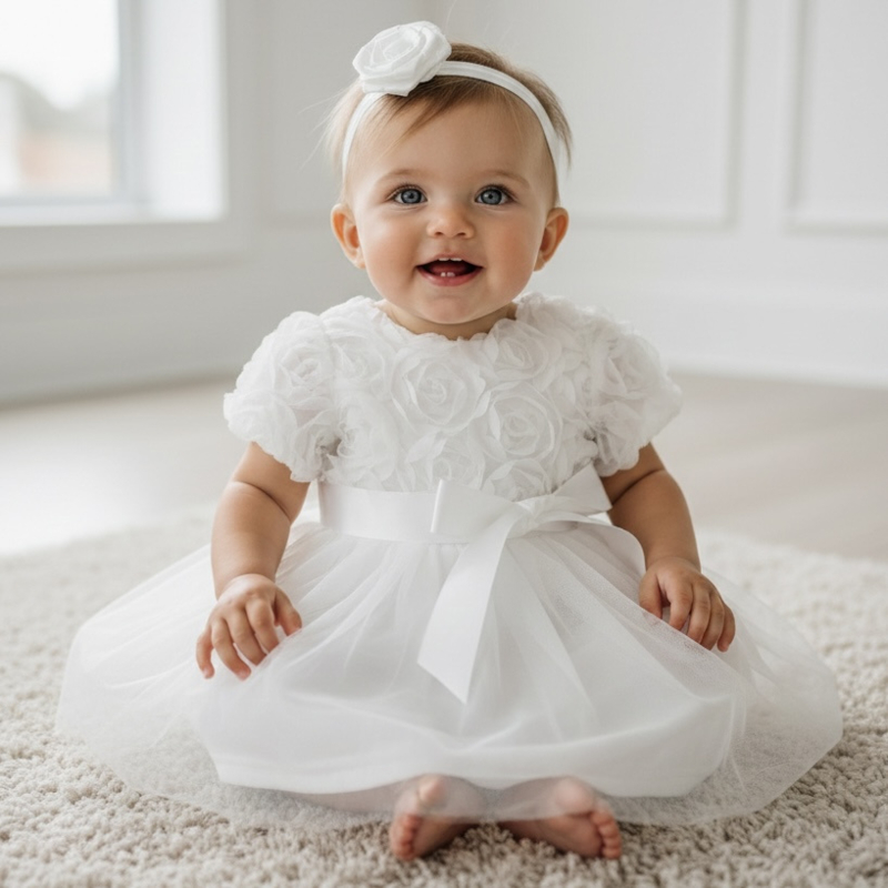 Rosalie Bloom Baby Dress - wit