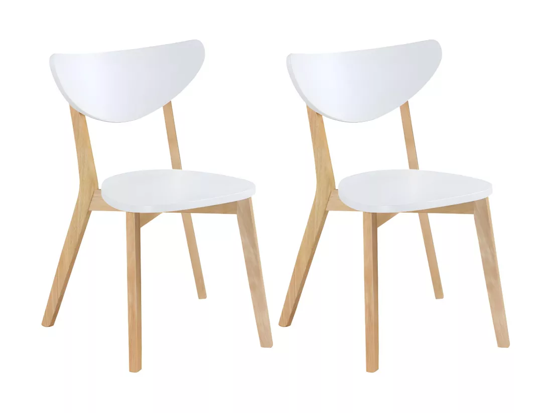 Lot de 2 chaises CARINE - Hévéa massif et MDF - Blanc