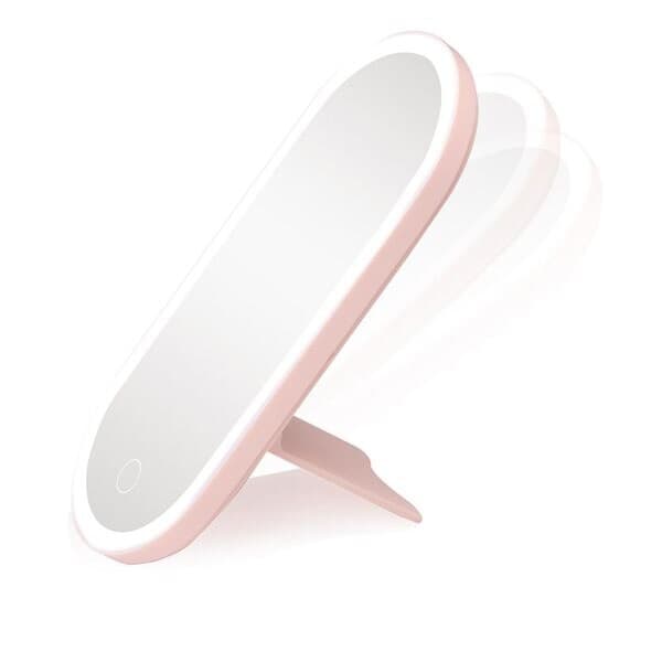 Bærbart make-up spejl med LED og opbevaring