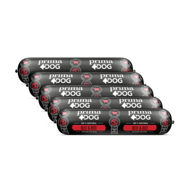 PrimaDog saucisse boeuf & riz pour chien