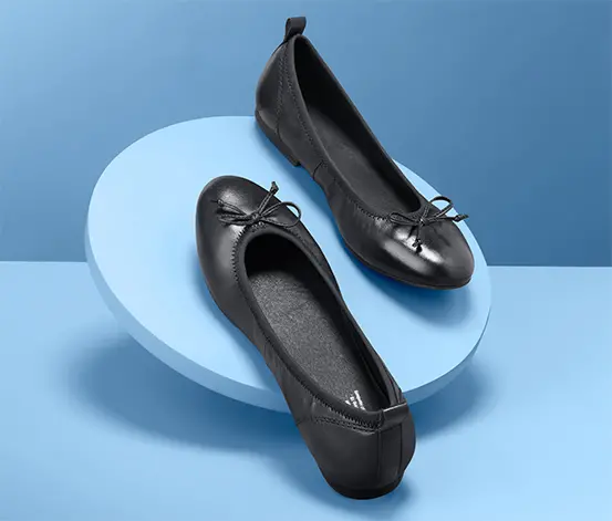 Leder-Ballerinas, schwarz