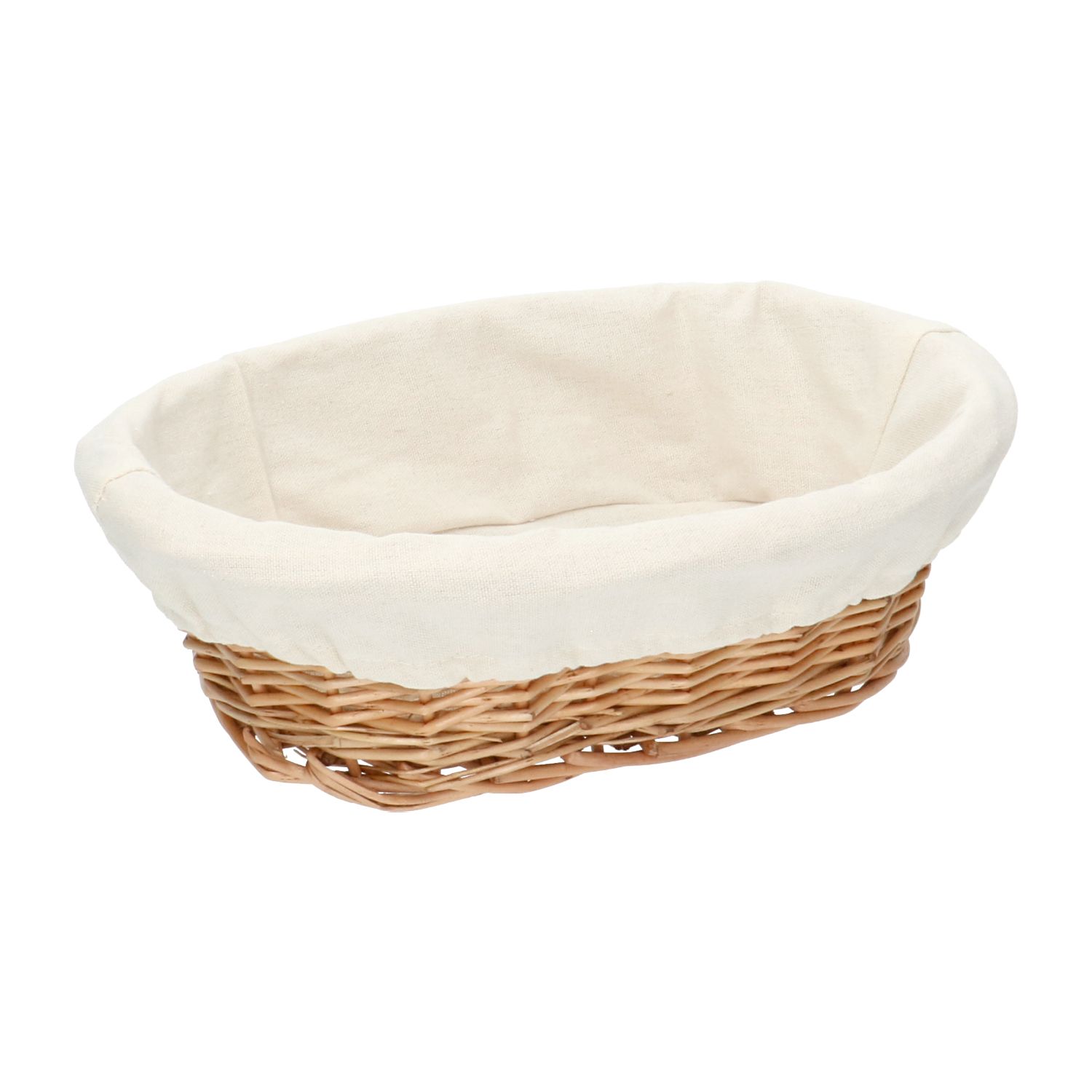 Broodmandje met voering, gebroken wit, 30,5 x 19 x 8 cm