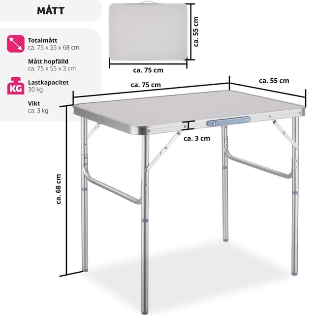 Campingbord i aluminium foldbar