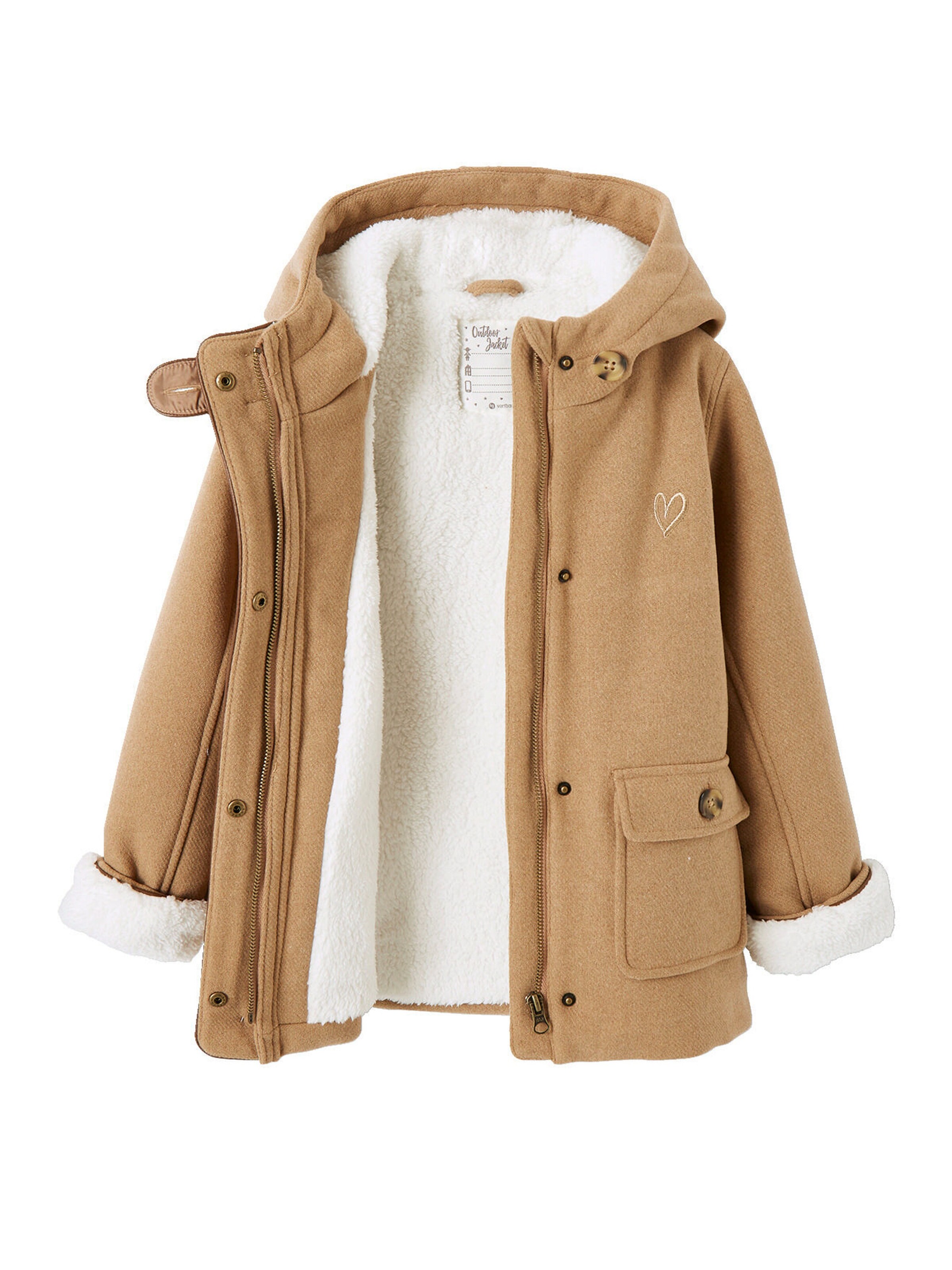 Vertbaudet Mädchen Wintermantel mit Recycling-Polyester camelfarben