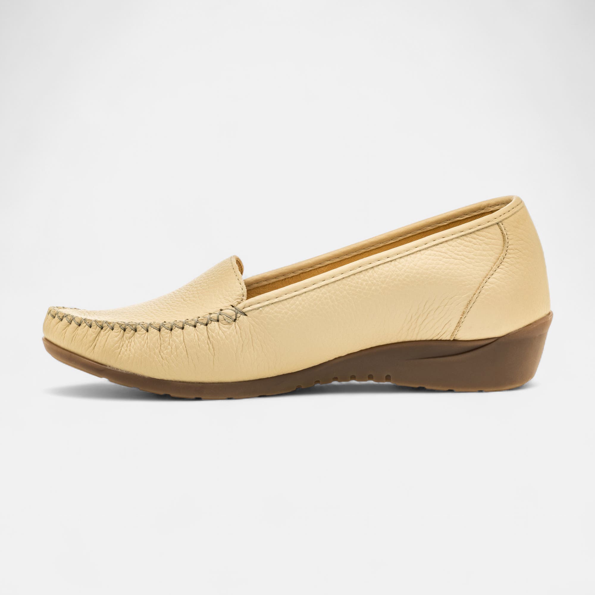 Mocassins pieds sensibles Femme en cuir beige