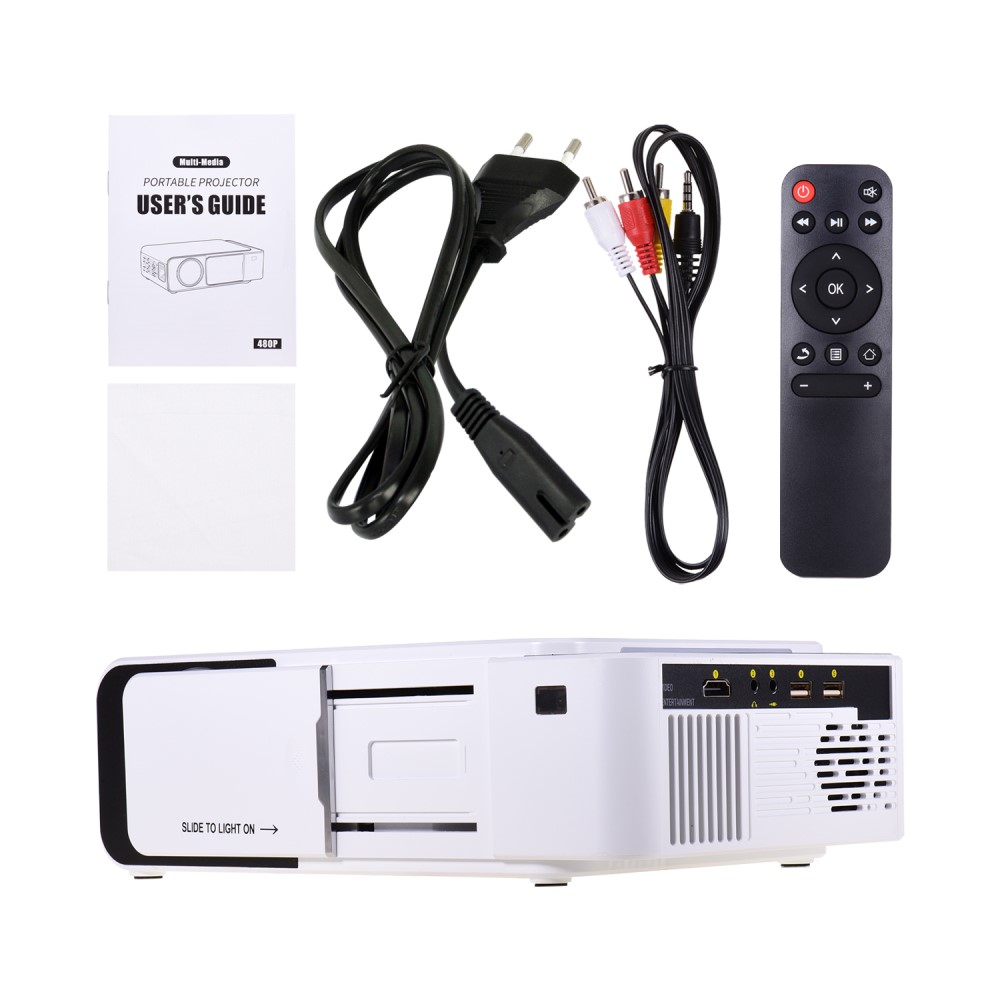 Multimedia LED Projektor Beamer Heimkino (100 ANSI Lumen) 1080p Full HD / HDMI / USB / AV / VGA / 3.5mm AUX Output - Weiss