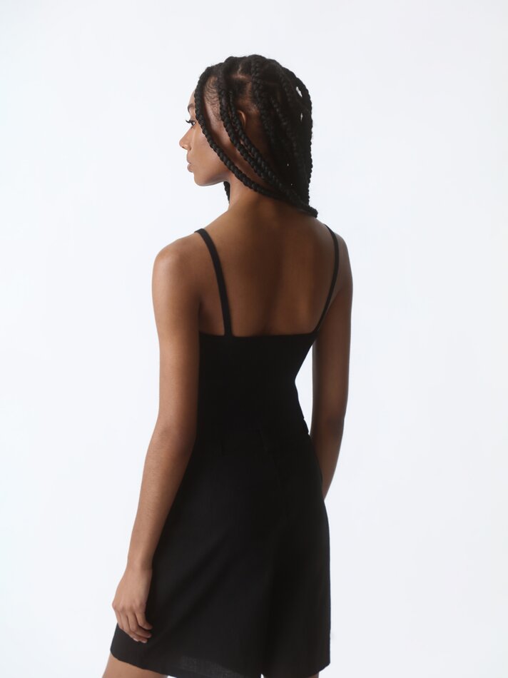 Top cropped de tricô - Preto