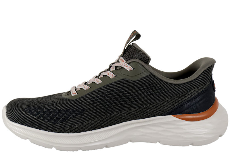 SKECHERS - GARNER ELLIS SNEAKERS I OLIVENGRØNT TEKSTIL SLIP-INS