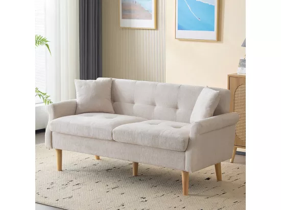 Design moderne, meubles rembourrés, canapé double, canapé rembourré avec coussins épais, beige