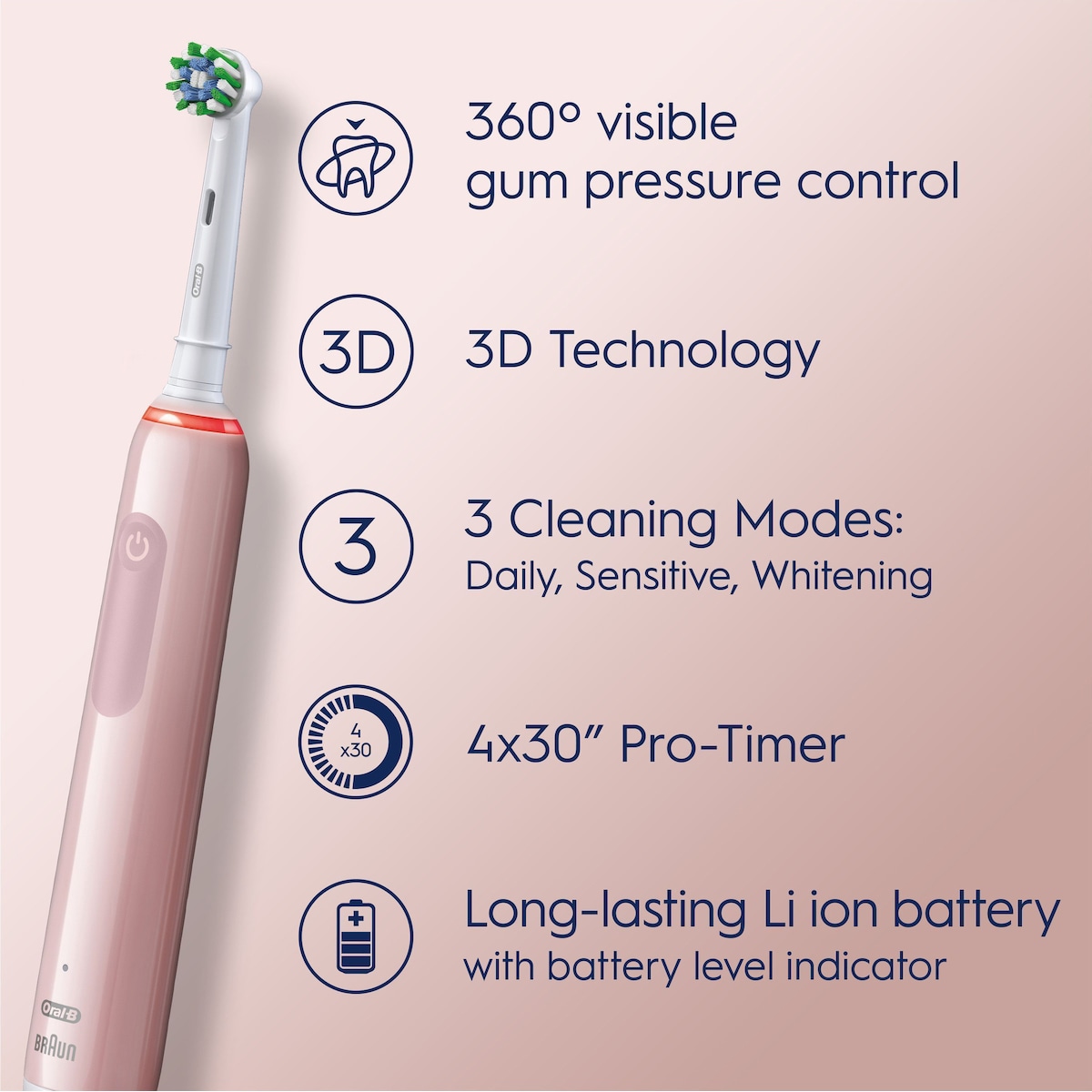 Oral-B Pro3 3900N elektrisk tannbørste 760277 (sort/rosa)