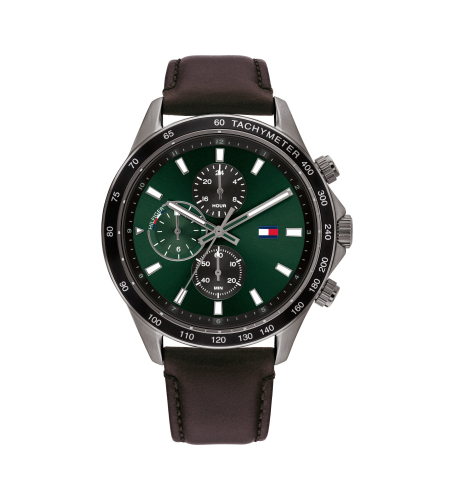 Relógio analógico Tommy Hilfiger Miles em couro verde