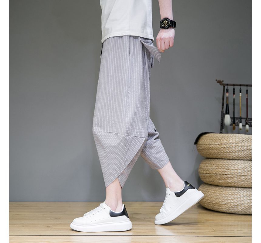 Sparrow Farm - Gestreepte cropped ballonbroek met trekkoordtaille