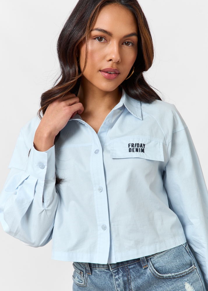 Friday Denim cropped blouse lichtblauw