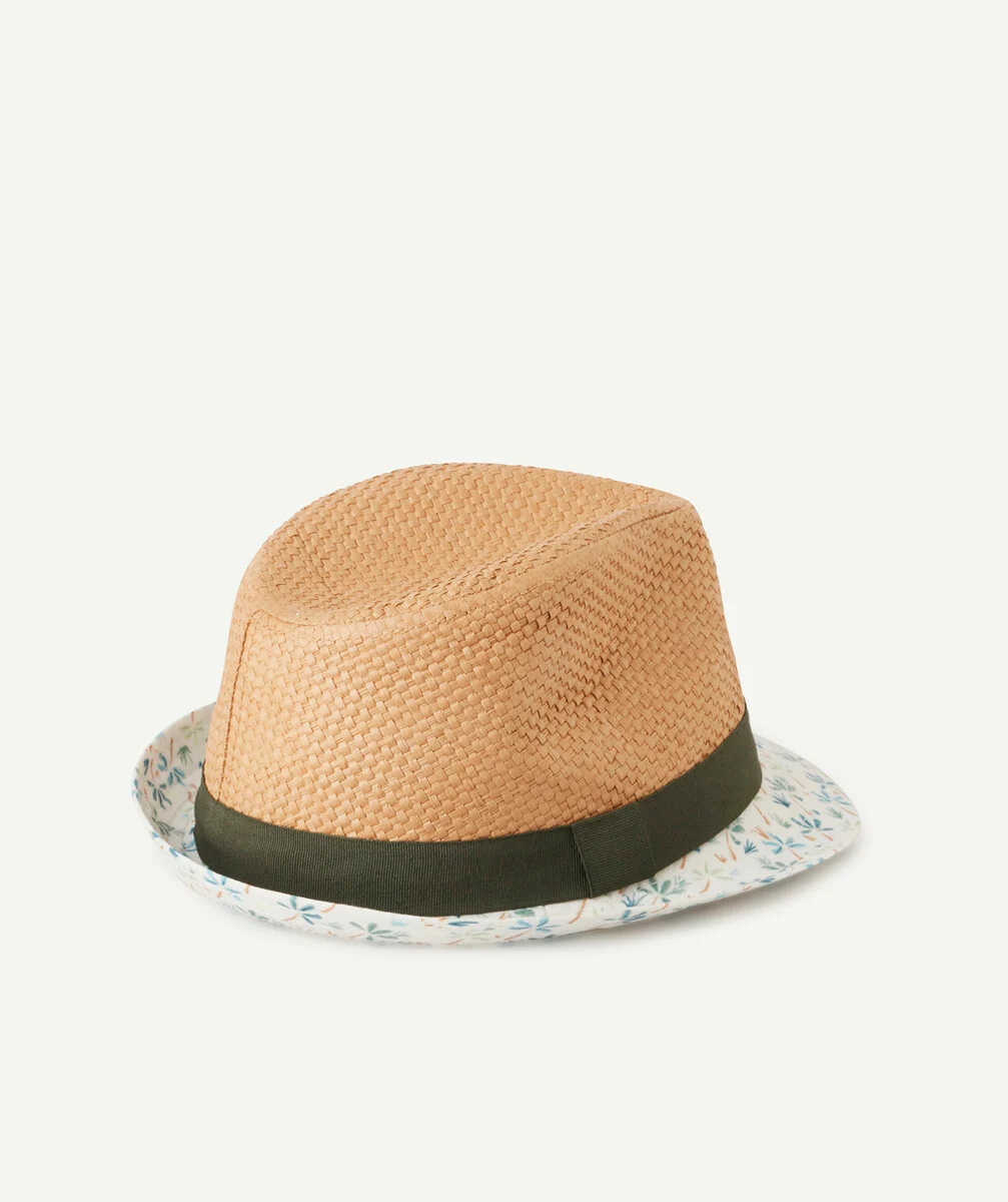LE CHAPEAU EN PAILLE ET KAKI AVEC BORD IMPRIMÉ