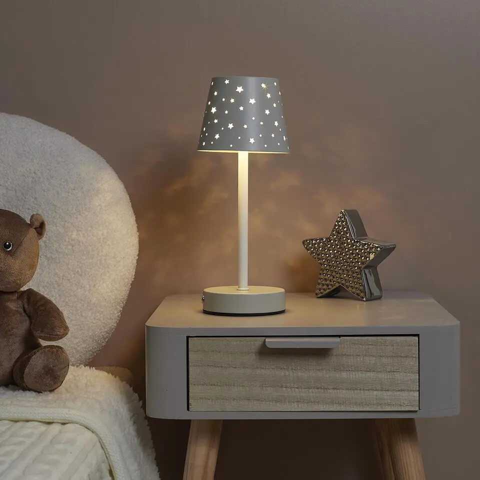 Home deco factory oplaadbare tafellamp - met usb - licht grijs