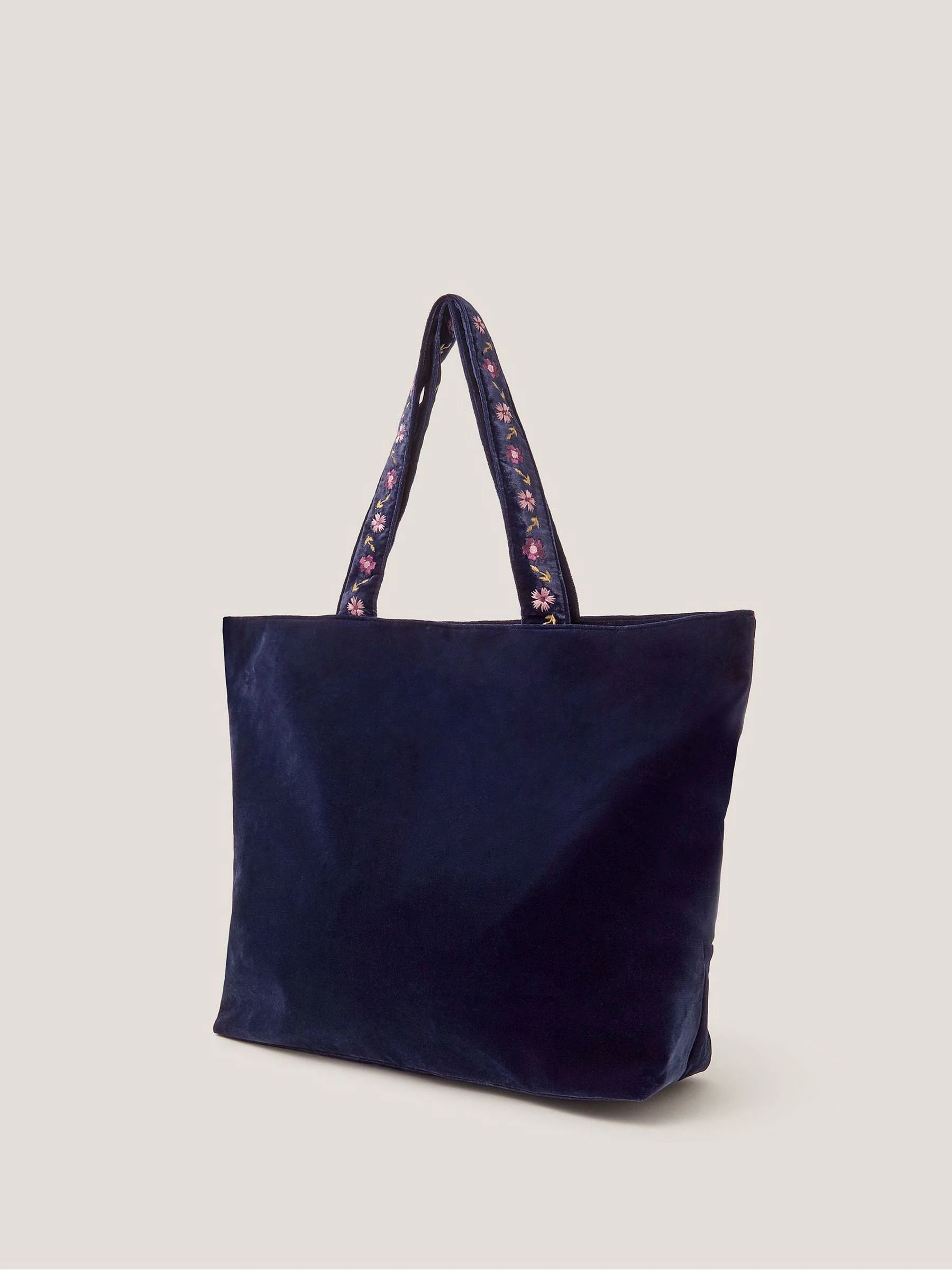 Monsoon Fallon Floral Embroidered Velvet Tote Bag