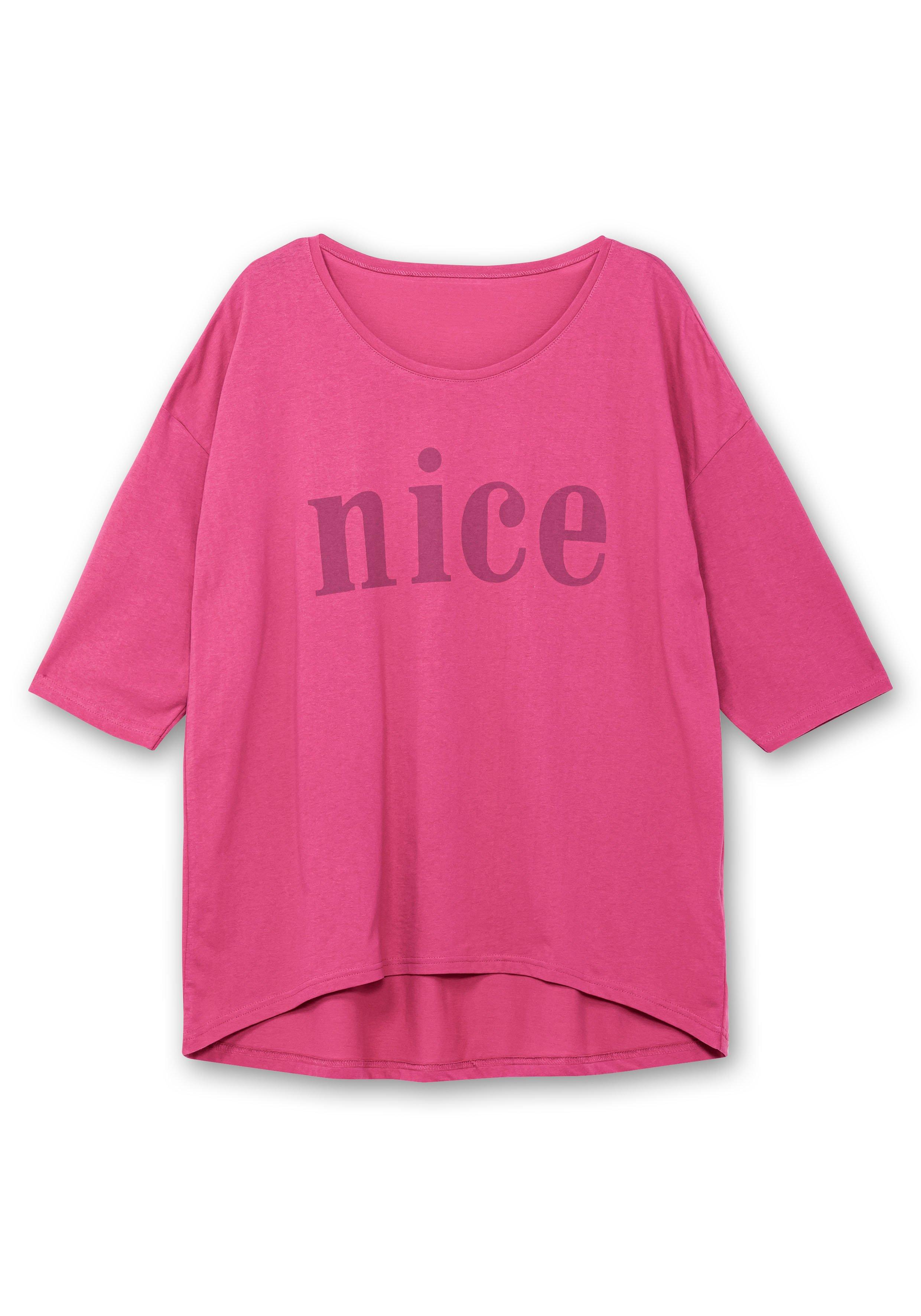 3/4-Arm-Shirt mit Wordingprint, leicht oversized