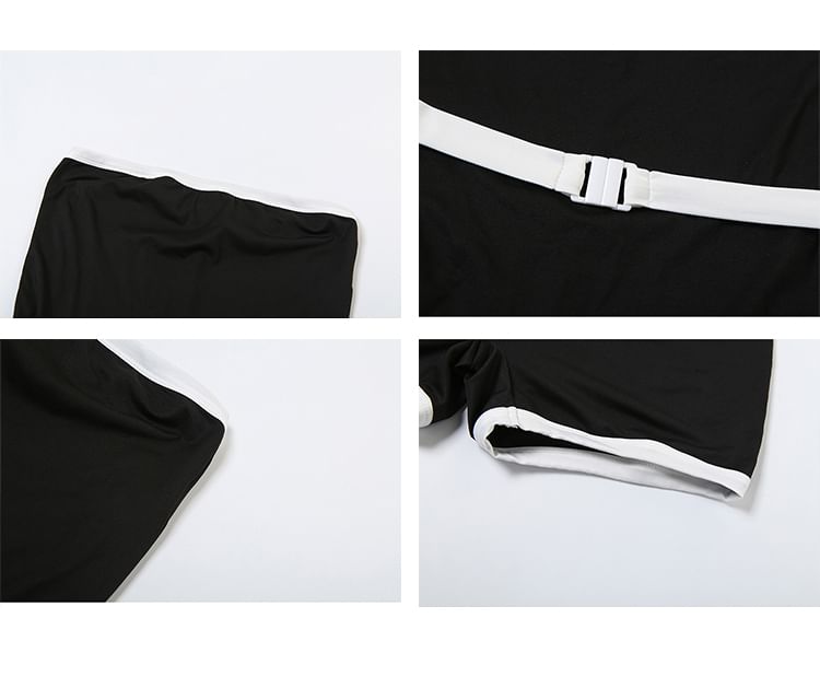 Autuna - Strapless romper met contrasterende rand en slanke pasvorm