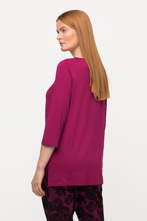 Shirt, Zierring, Classic, V-Ausschnitt, 3/4-Arm