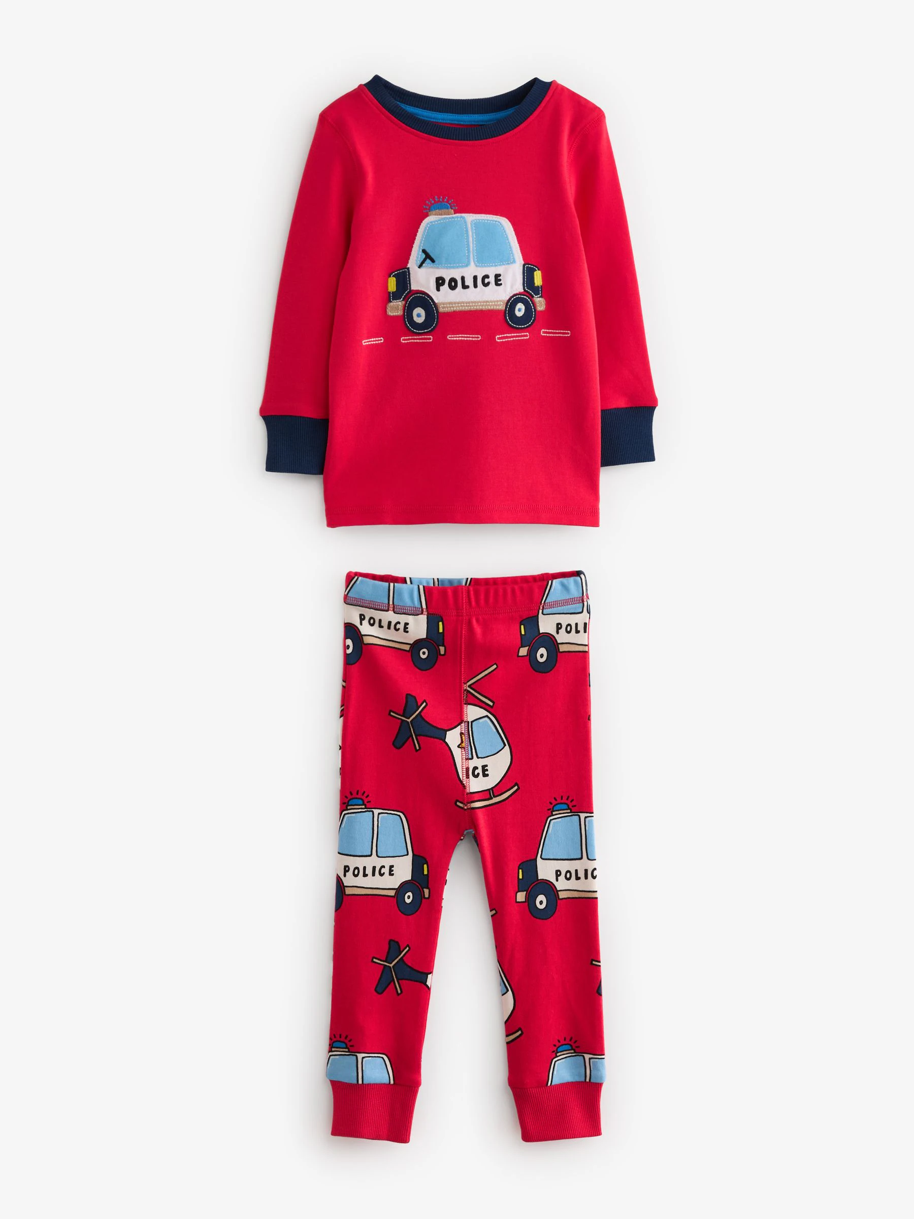 Rood/blauw met hulpvoertuigenprint - Mini Knusse Pyjama's 3 Set (9mnd-10jr)