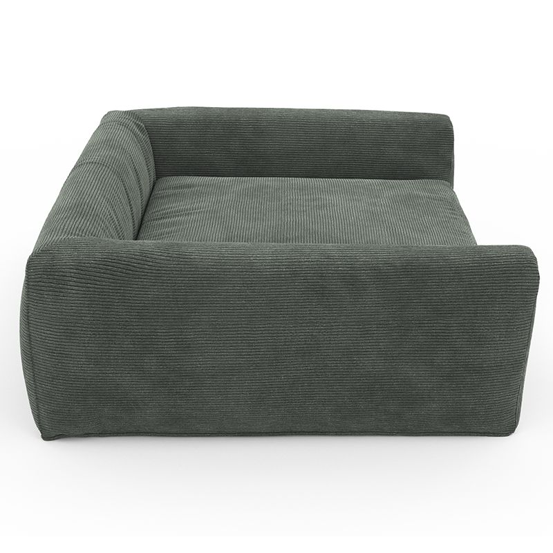Panier pour chien leonard en tissu velours côtelé vert taille m