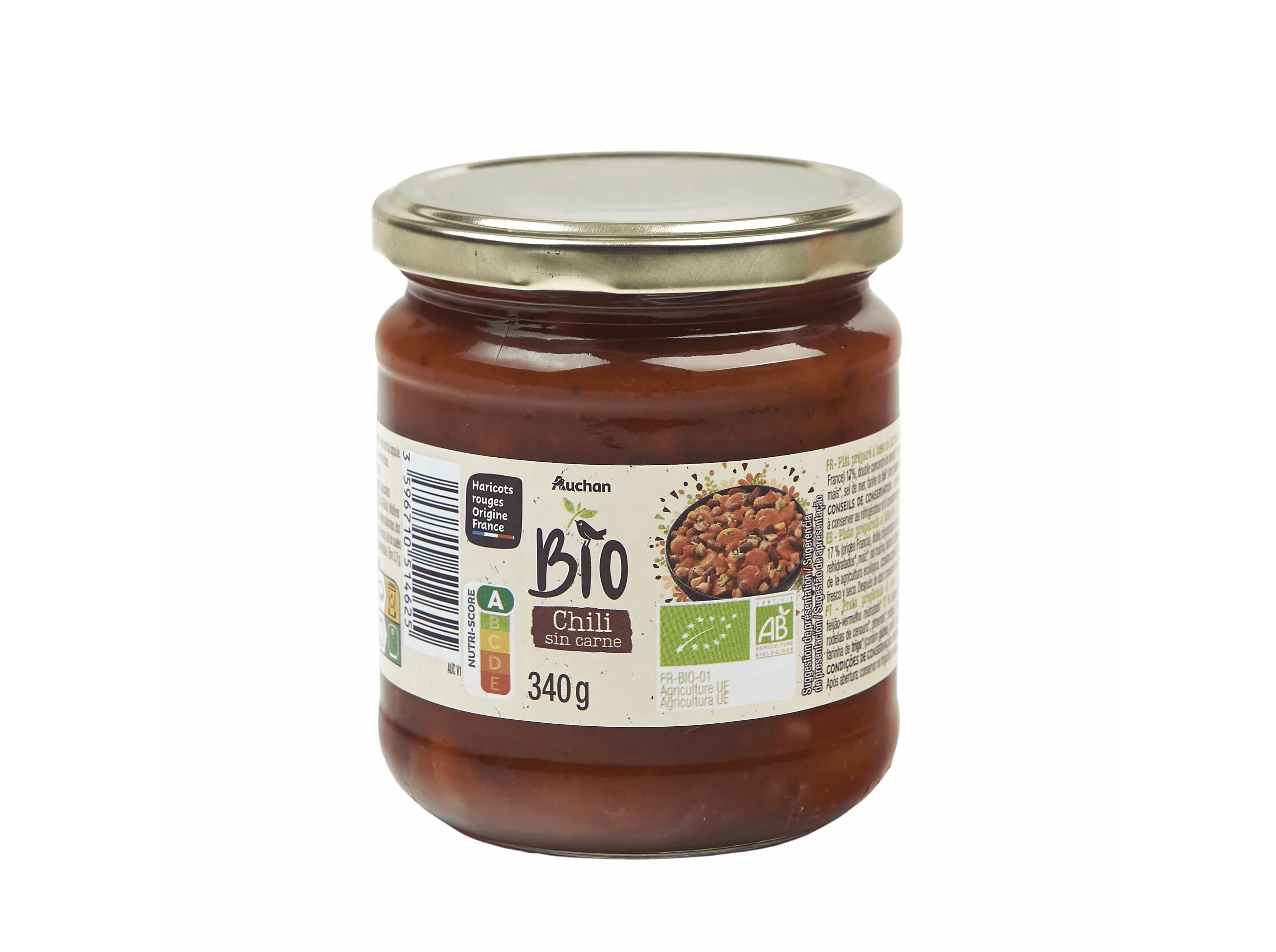 CHILI AUCHAN BIO SEM CARNE 340G