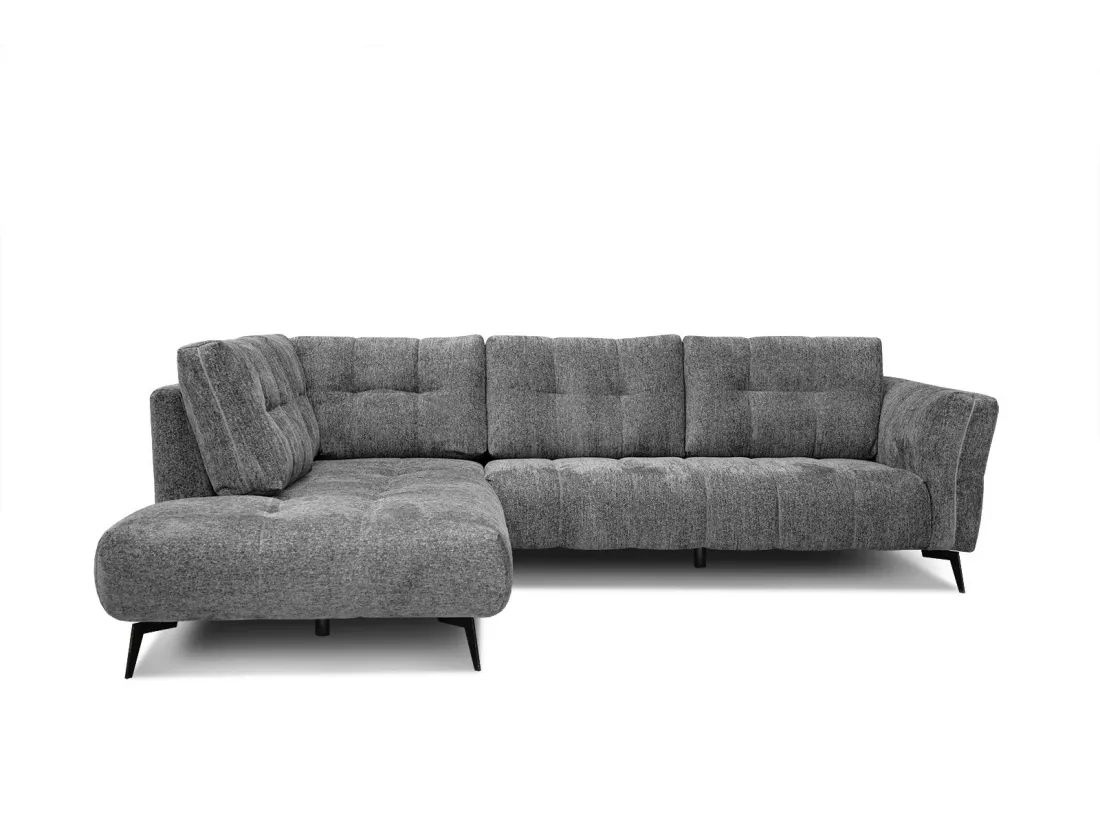 Canapé d'angle gauche 5 places tissu gris moyen