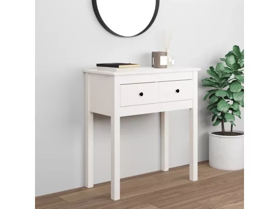 Table console Blanc 70x35x75 cm Bois massif de pin