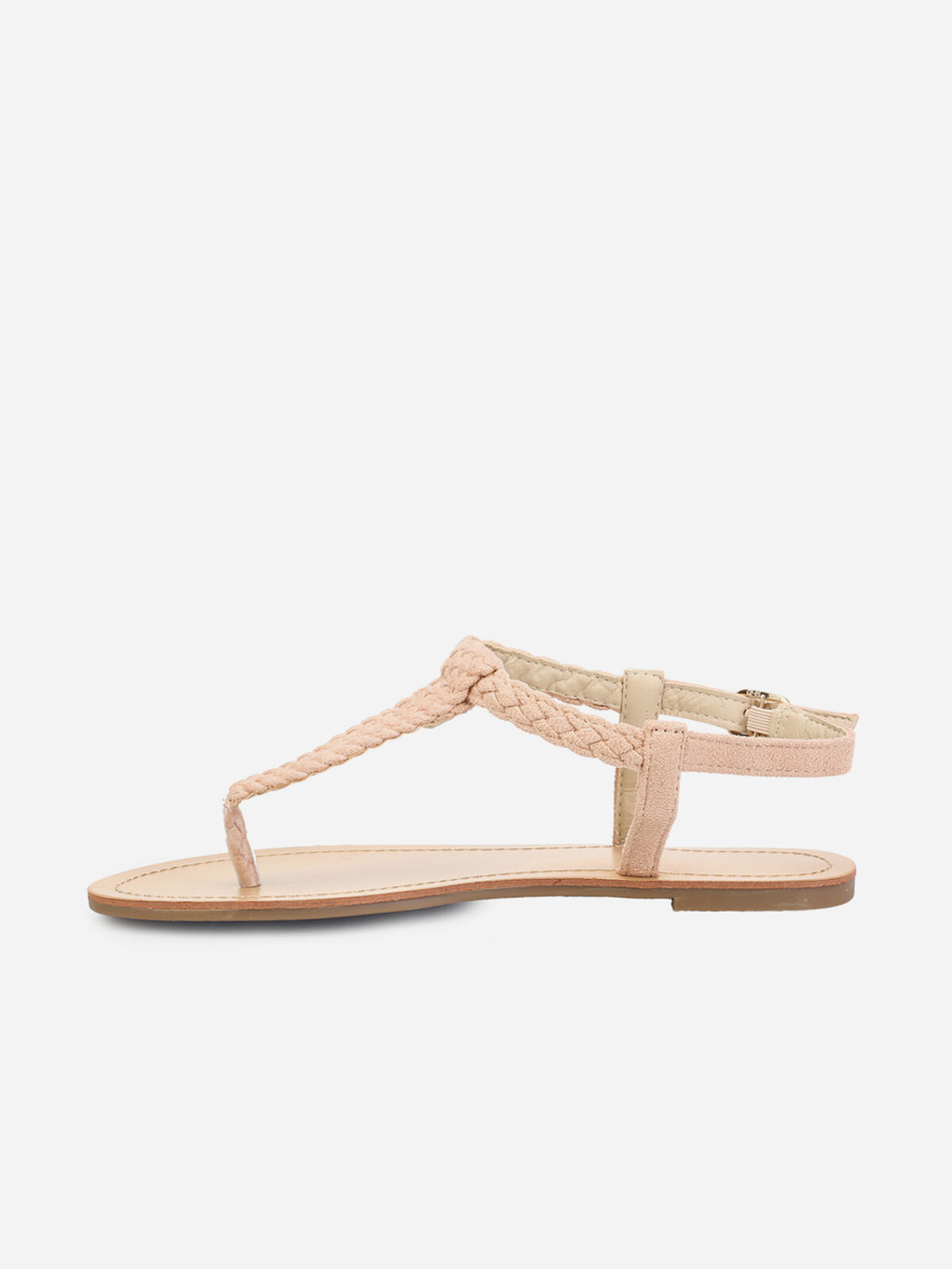 Nu-pieds en suédine à bride tressée- Rose