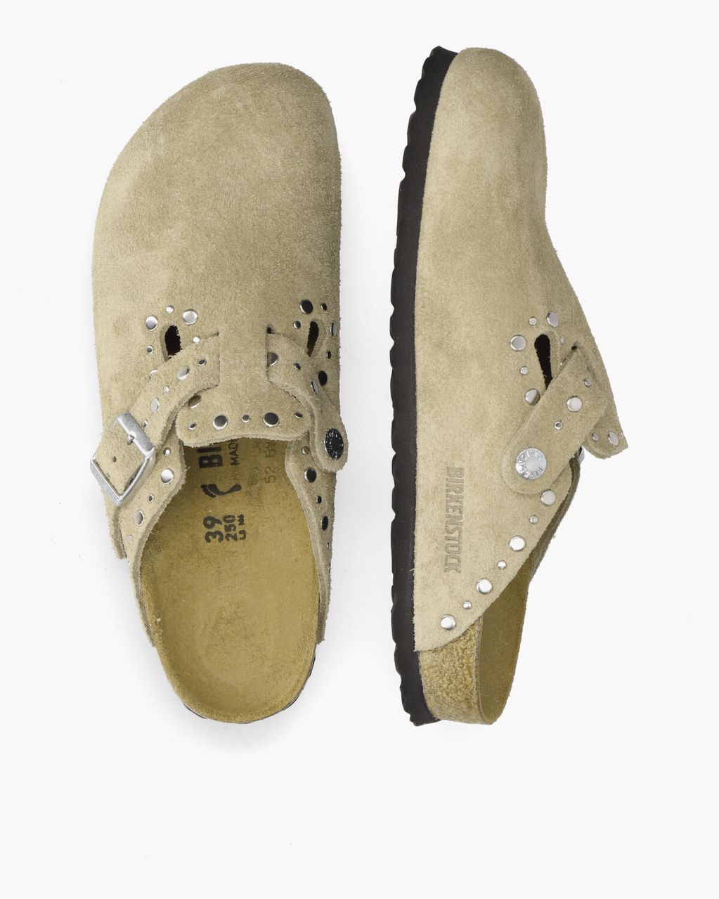 Birkenstock Boston Rivets Beige Damesslippers