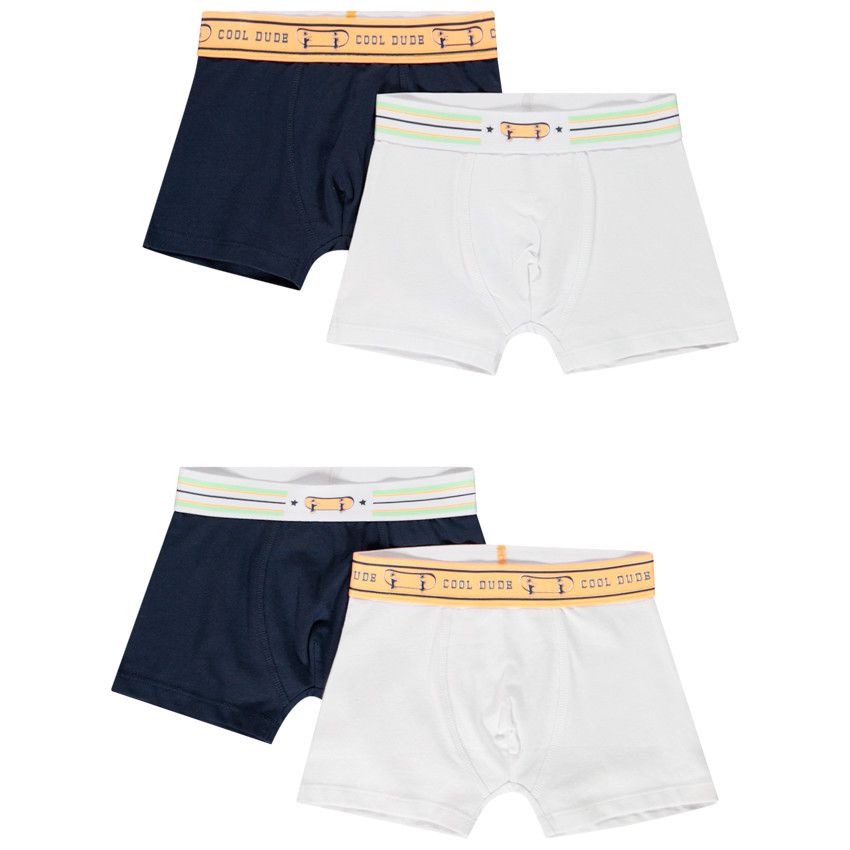 Lot de 4 boxers en coton pour garçon - Blanc