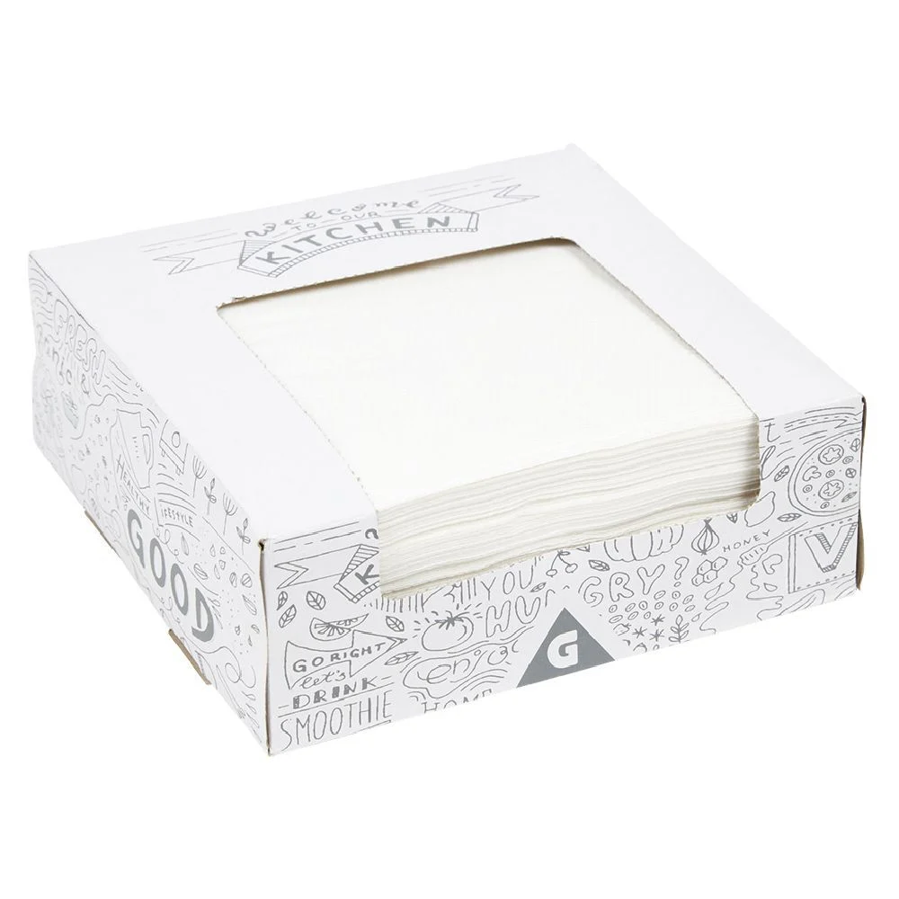 Serviette en papier carrée blanche x100 avec distributeur