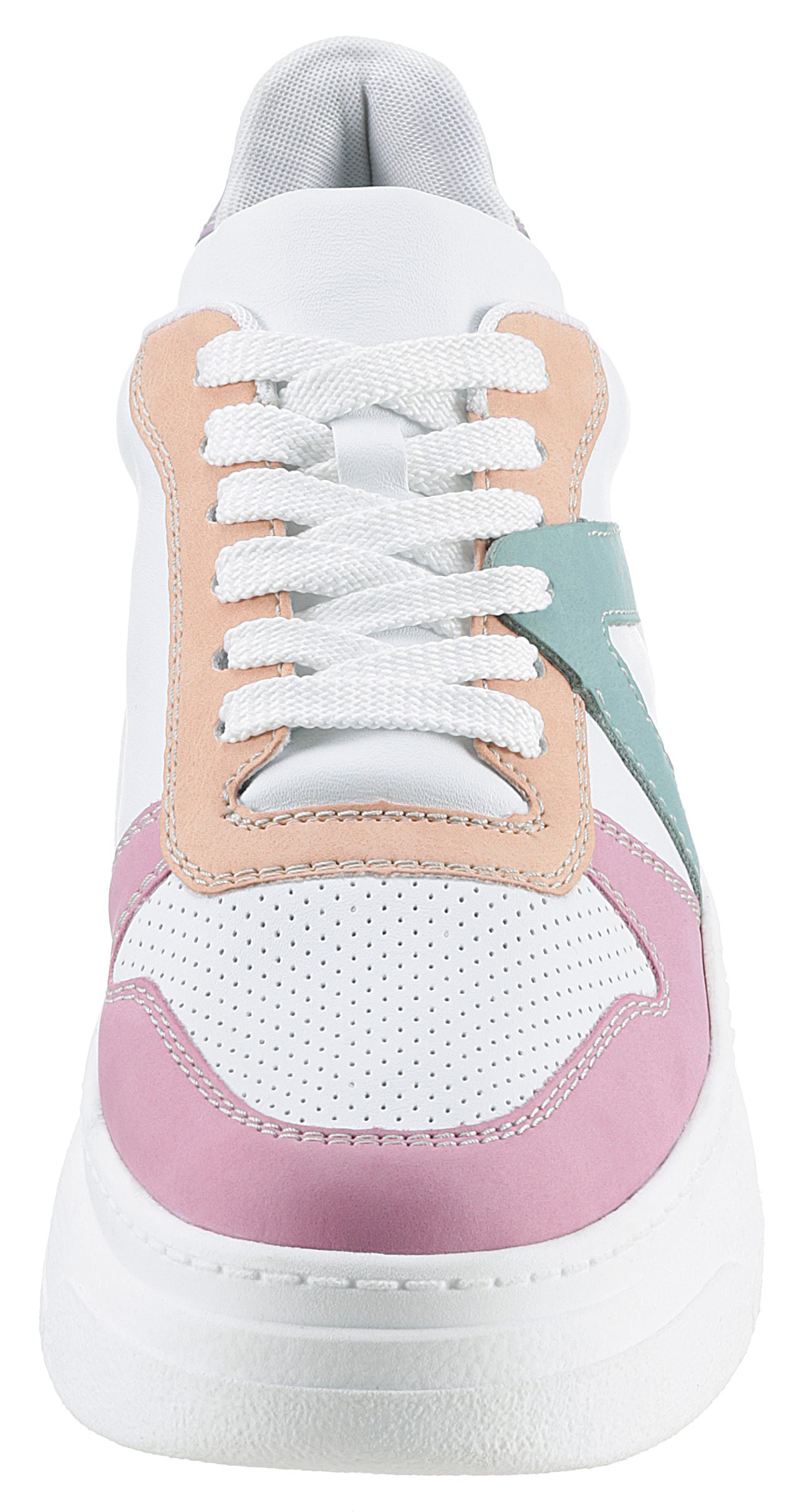 Rieker Plateausneaker  mit pastellfarbenen Kontrasten, Freizeitschuh, Halbschuh, Schnürschuh