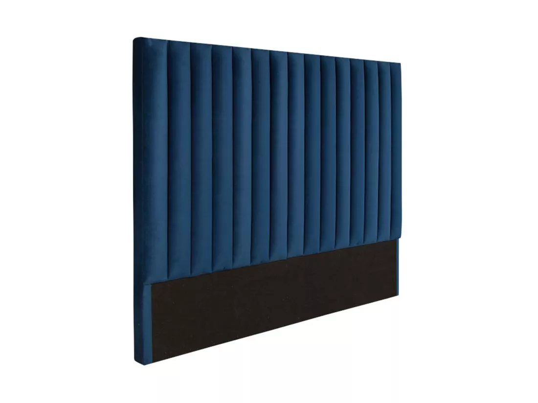Tête de lit coutures verticales SARAH - 150 cm - Velours - Bleu nuit