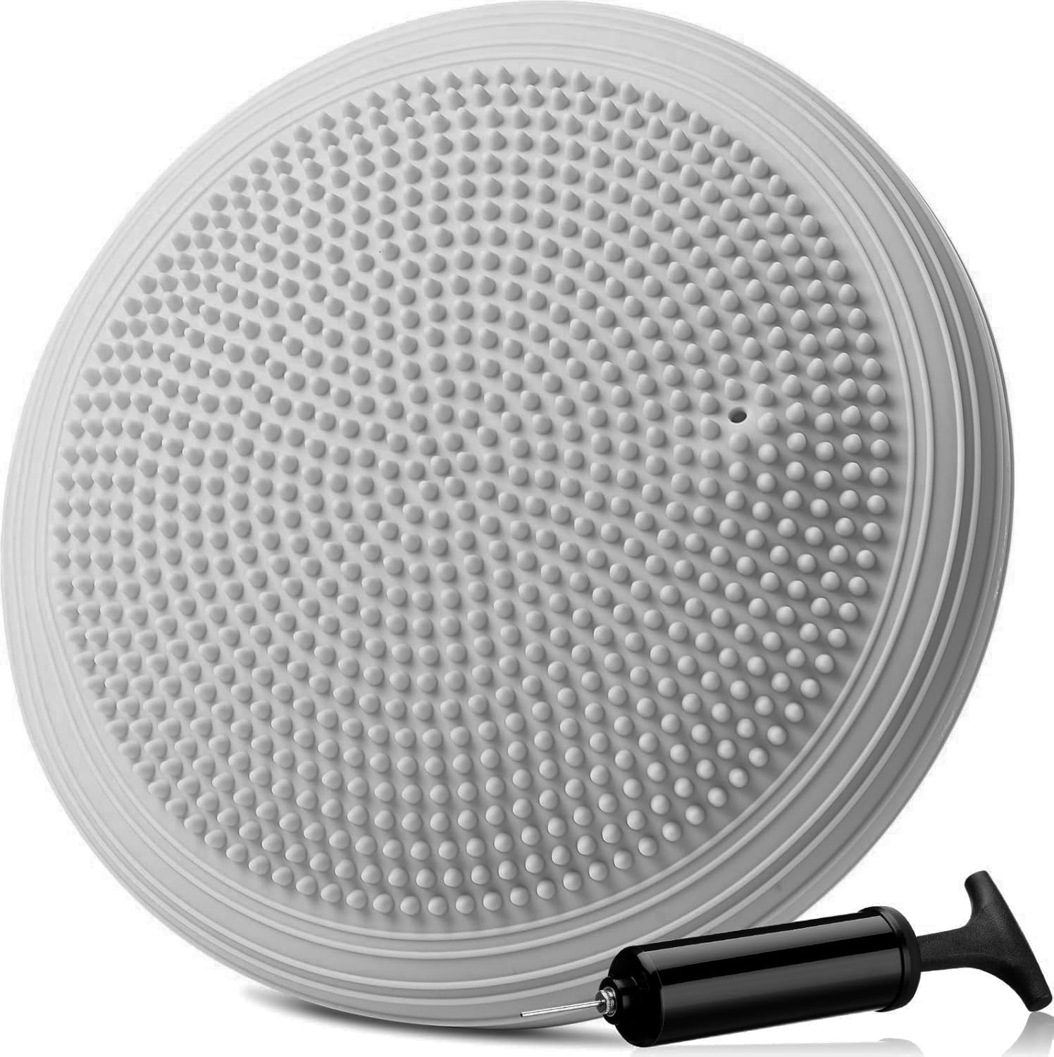 (Ø34cm) Sport Balance Kissen Ballsitzkissen Noppenkissen für Balancetraining inkl. Pumpe - Grau