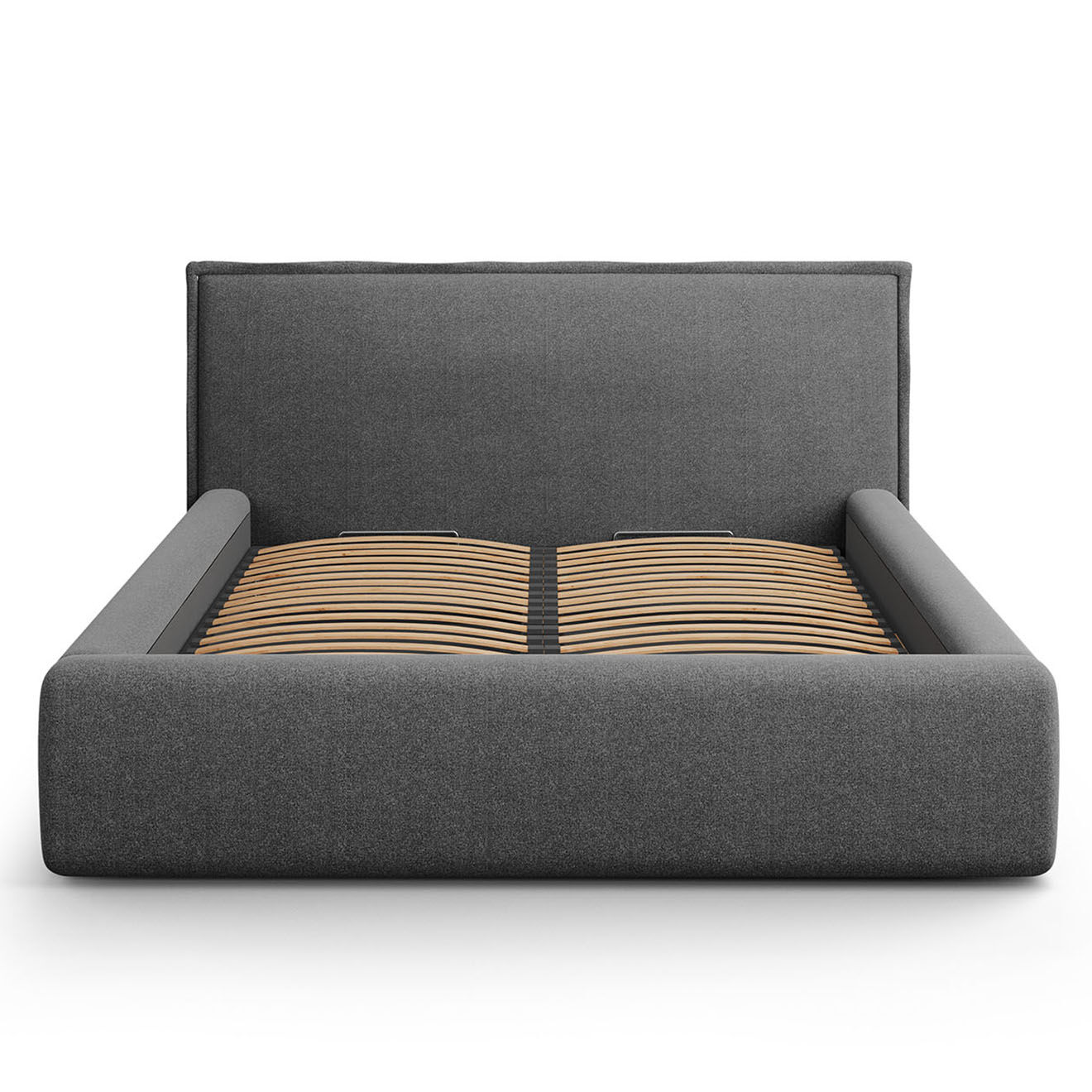 Maison Héritage Lit avec coffre de rangement Tena gris foncé - 230x205x100 cm