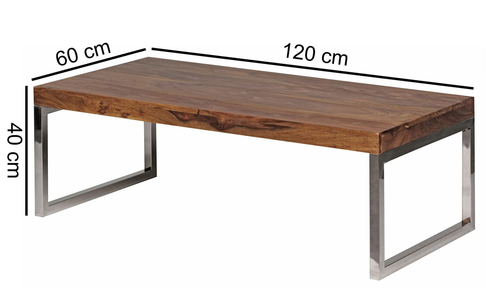 Couchtisch 120 x 60 cm braun/ silberfarbig