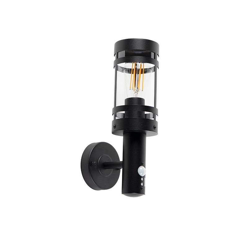 Buitenwandlamp zwart met bewegingssensor IP44 - Gleam