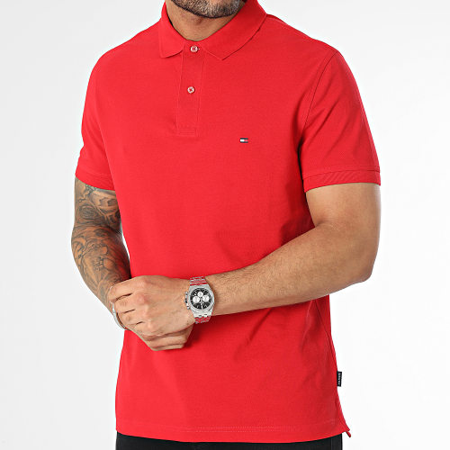Polo Manches Courtes Flag Under Placket 1684 Rouge