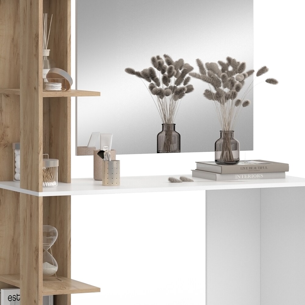 Vicco Schminktisch Tower Weiß Sonoma 122 x 55 cm mit Spiegel